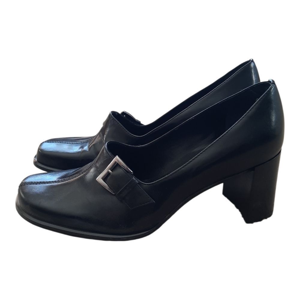 Franco Sarto Black Heeled Loafers